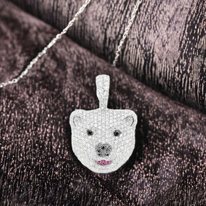 Colgante de Cabeza de Oso Polar Personalizado, Joyería Fina de Moda Hip-Hop, Plata 925, Corte Brillante Natural, Chapado en Oro Blanco - Product Image 5