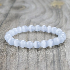 Chakralume Natural White Selenite <b>Beaded</b> <b>Bracelet</b> Unisex Gift for Healing Reiki Energy Jewelry 8mm - Product Image 6