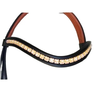 جودة عالية Adams-Tack Tan مبطن الحصان اللجام قطرة الأنف الفرقة مريحة مربع الكريستال الجلود المواد بالجملة - Product Image 3