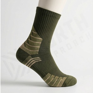 Crew <b>Socks</b> Olive Green Knitted Breathable Hiking Sports <b>Socks</b> for Adults Spring Season Standard Thickness - Product Image 3