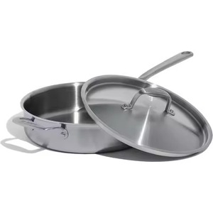 Sartén Profunda de Acero Inoxidable Más Vendida con Tapa de Vidrio Templado y Mango de Silicona Resistente al Calor - Juego de Utensilios de Cocina - Product Image 6