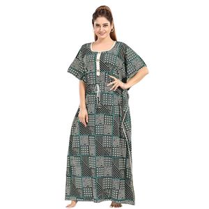Chemise de nuit en coton style kaftan, longue, avec boutons sur le devant, vêtement de détente décontracté - Product Image 3