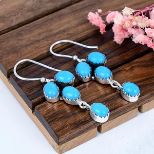 Boucles d'oreilles en argent sterling avec turquoise Kingman, bijoux artisanaux bohèmes du sud-ouest en argent 925, cadeau pour elle - Product Image 4