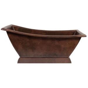 Baignoire autoportante en cuivre martelé avec dossier haut, profonde, de forme ovale, portable, écologique, durable et élégante - Product Image 4