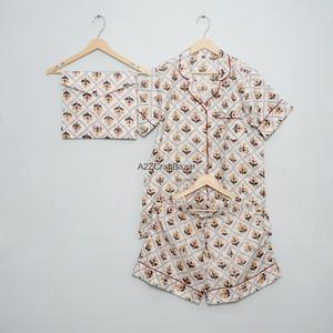 Conjunto de Pijama de Manga Corta de Lujo 100% Algodón Puro para Mujer, Ropa de Dormir Suave y Transpirable - Product Image 1