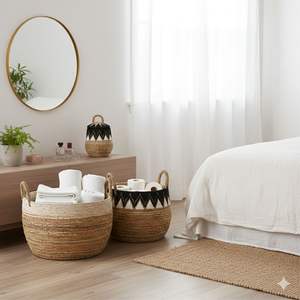 Cesta Negra DAYAK Hecha a Mano con Corteza de Plátano y Algas Marinas - Product Image 4