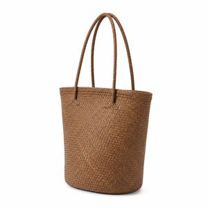 Bolso de Mano Ecológico de Paja de Color Sólido, Estilo Bohemio, Cierre Abierto, Gran Capacidad, para Playa, Verano, Mujer - Product Image 4
