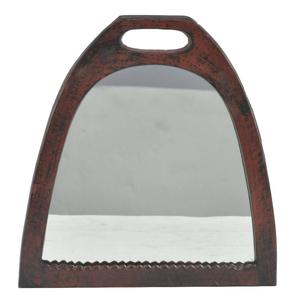 Equestrian Style Horse Stirrup <b>Framed</b> Decorative <b>Mirror</b> Green Antique Finish - Product Image 6