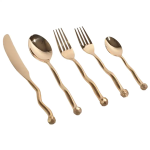 Juego de Cubiertos de Metal Dorado Trenzado en Oferta, para el Hogar y Restaurantes, Vajilla para Mesa, con Logotipo Personalizado - Product Image 4