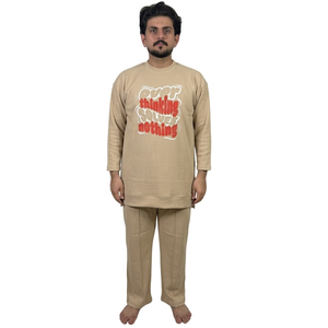 ชุดเซ็ตฤดูร้อนสองชิ้นสำหรับผู้ชายขายดี เนื้อผ้าเทอร์รี่ โพลีเอสเตอร์/คอตตอน แห้งเร็ว เสื้อยืดแขนสั้นและกางเกงขายาว - Product Image 1