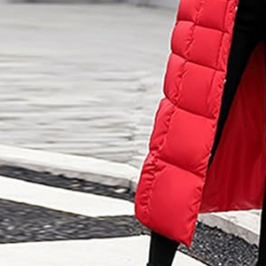 Red Long Puffer <b>Coat</b> Women <b>Winter</b> Warm Hooded Jacket Quilted Full Length Padded Parka Windproof <b>Thick</b> Maxi Overcoat Outwear - Product Image 6
