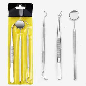 Kit de Herramientas Dentales de Acero Inoxidable OEM 3 en 1, Sonda, Pinzas, Espejo Bucal, Juego de Instrumentos Dentales - Product Image 1