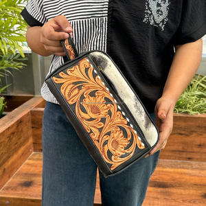 กล่องเก็บเครื่องสำอางหนังวัวสไตล์ตะวันตกแบบใหม่กล่องจัดระเบียบสำหรับห้องน้ำโต๊ะเครื่องแป้ง - Product Image 4