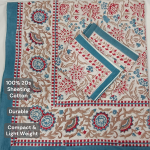 Premium Jaipur Hand <b>Block</b> Printed Floral Pure Cotton Indian <b>Bed</b> Sheet Set 200TC Eco-Friendly Durable Skin Friendly Non Toxic Dye - Product Image 4