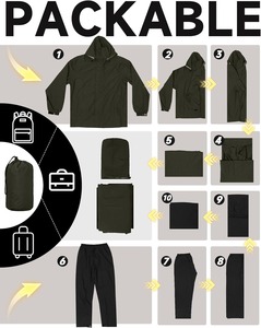 Combinaison de pluie professionnelle pour l'extérieur, légère, imperméable, vêtements d'aventure, fabrication en usine - Product Image 5