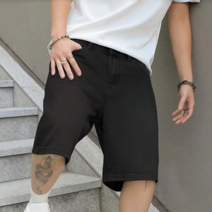 Shorts en jean noir pour homme OEM, coupe droite, taille mi-haute, décontracté, été, en coton, avec poches, tissu tissé, délavage classique - Product Image 3