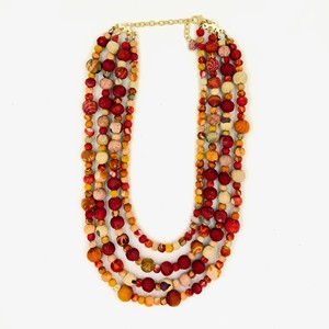 Collier en résine perlée fait main écologique à motif de boules, style bohème unisexe, chaîne plaquée or, bijou statement multicouche - Product Image 3