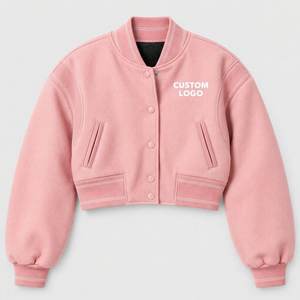 Chaqueta Corta de Marca Privada para Mujer, Personalizada, Lavado Ácido, Corte Holgado, Manga Larga, Cuello Alto, Estilo Vintage, Ropa Urbana de Otoño - Product Image 1