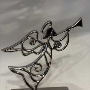 Silver Metal Christmas Angel <b>Stocking</b> <b>Holder</b> Beautiful Cottage feltsocks - Product Image 3