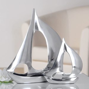 10D X 28W X 35H Sailboat Sculpture Abstract Geometric Art Decor Modern Eco-Friendly Tabletop Living Room Display Handmade Metal - Product Image 3