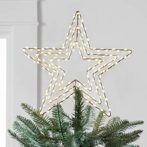 Adorno de estrella de alambre hecho a mano para la punta del árbol de Navidad, estrella con marco de metal para luces LED, decoración brillante para el árbol de Navidad en casa. - Product Image 1
