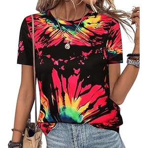 Camiseta Tie-Dye de Algodón 100% Premium con Logotipo Personalizado al por Mayor, Estilo Hip Hop Urbano, Transpirable y de Talla Grande - Product Image 1