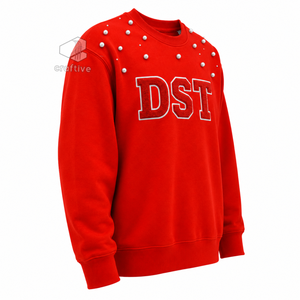 Delta |   Sigma |   Sudadera de Mujer Theta con Adornos de Perlas, Letra Griega Bordada, Cuello Redondo, Manga Larga, Estilo Casual - Product Image 2