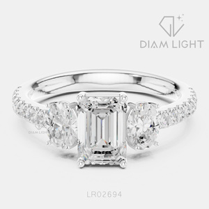 Bague de fiançailles en or blanc 14 carats avec diamant de laboratoire de 1,01 carat, coupe radiante, bague de mariée, certifiée IGI, bijoux fins, cadeau pour femme - Product Image 1