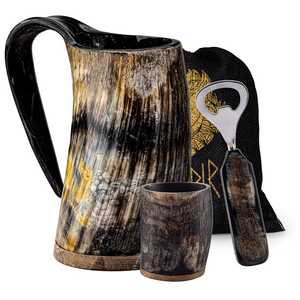 Jarra de Cuerno Pulido Hecha a Mano, Taza Rústica para Beber Cerveza, Vino, Bebidas Frías, para Bar, Pub, Uso Doméstico - Product Image 3