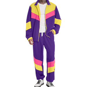 Ensemble de survêtement unisexe 2 pièces coupe-vent léger style streetwear hip-hop années 80, col montant, costume d'Halloween, veste coupe-vent - Product Image 4