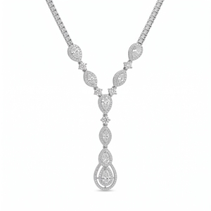Collier statement Atlantis Pear Drop pour femme, diamants naturels et cultivés en laboratoire, taille mixte, argent sterling 9KT, 10KT, 14KT, 18KT - Product Image 5