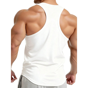White Solid Breathable Slim Fit Men Tank <b>Top</b> Sleeveless 100% Polyester Workout Fitness Training Sport <b>Vest</b> - Product Image 2