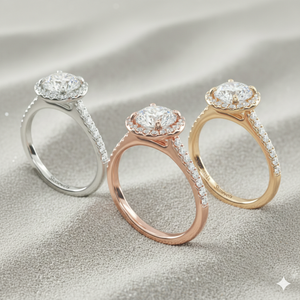 แหวนหมั้น Pav Halo และ Shank Diamond แบบวินเทจ ตัวเรือนทองคำ ประดับเพชรแบบ Prong Setting พร้อมใบรับรอง - Product Image 6