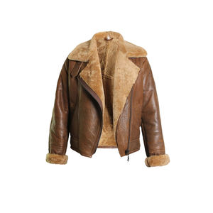 Chaqueta de Mujer de Piel de Oveja Genuina Ecológica, Estilo Racer, Color Sólido, Cierre de Cremallera, Forro de Sherpa, Tejida, para Otoño/Primavera - Product Image 3