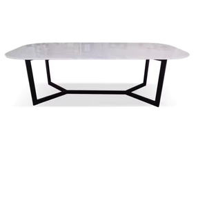 Prix de gros Scarlett Table à manger 6S Plateau en verre Table à manger en marbre Teck en bois pour meubles de salle à manger - Product Image 2