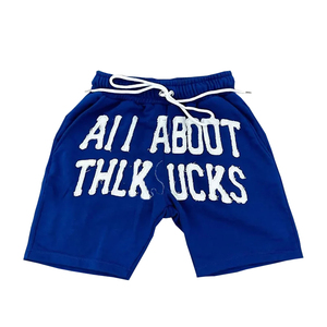Distressed Lace High Street Breathable Men's Custom Woolen Heavyweight Cotton Solid Summer <b>Shorts</b> - Product Image 6
