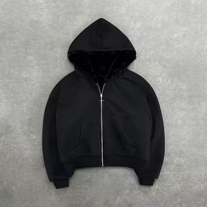 Sudadera con capucha extragrande para hombre, con cremallera, de doble cara, con estampado de leopardo personalizado, diseño reversible de color liso, fabricante de sudaderas con capucha para hombre. - Product Image 5