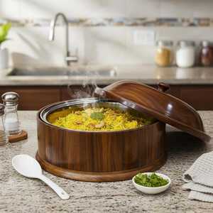 Bol à fondue en bois massif de luxe pour la cuisine et la salle à manger - Product Image 1