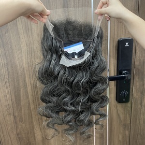 วิกผมราคาส่งแบบกำหนดเองได้ ผมแท้เวียดนาม ต่อผมแบบ HD Lace Front สีเทา ทรงบอดี้เวฟ - Product Image 2