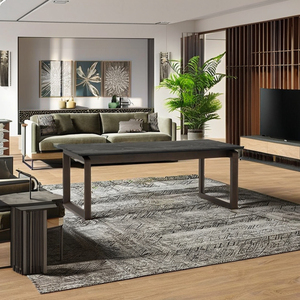 Modern <b>Coffee</b> <b>Table</b> with Resin Top and Wood Frame High Pressure Laminated Surface Curved <b>Legs</b> <b>for</b> Home and Apartment - Product Image 1