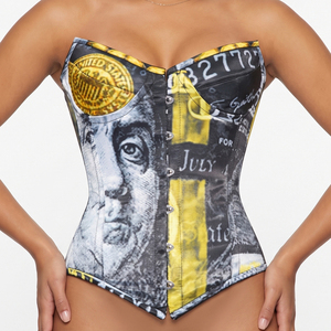 Corset de qualité supérieure en noir avec sublimation Dollar - Product Image 2