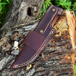 ปลอกมีดหนังแท้เย็บมืออย่างทนทาน พร้อมโลโก้เย็บแบบ Saddle Stitched หนังวัวแท้ สำหรับล่าสัตว์ กิจกรรมกลางแจ้ง ตั้งแคมป์ มีห่วงเข็มขัด รับผลิตแบบ OEM/ODM - Product Image 6