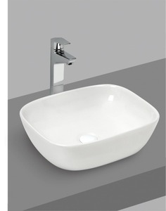 Lavabo de Cerámica de Lujo con Tapa Cuadrada, Lavabo de Sobremesa Blanco Brillante, Lavabo Elegante para Baño - Product Image 3