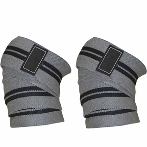 Rodilleras Tejidas de Alta Calidad, Gris y Negro a Rayas, Transpirables, con Cierre de Gancho y Bucle, Unisex, Protección para Todas las Estaciones - Product Image 1