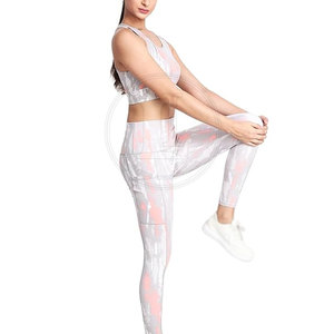Unique Style Comfortable Women <b>Yoga</b> <b>Set</b> Best Selling Solid Elastic Waist Front Logo Breathable 2 Piece <b>Set</b> - Product Image 4