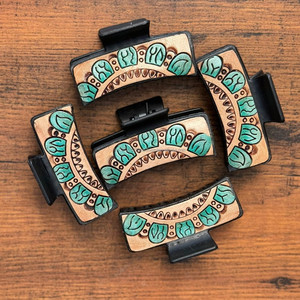 Pinza para el pelo de cuero mecanizada a mano con estilo occidental, accesorios para el cabello con garra de cuero genuino personalizados para mujeres - Product Image 3