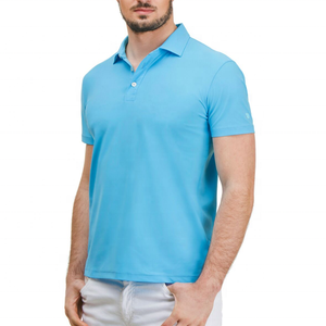 Men's Solid <b>Blue</b> Short Sleeve <b>Polo</b> <b>Shirt</b> 100% Cotton Knitted Casual Breathable Regular Fit - Product Image 4