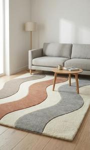 Alfombra Moderna Abstracta con Curva en S, Hecha a Mano con Lana, Antideslizante, Alfombra Contemporánea Suave para Sala de Estar, Dormitorio, Decoración del Hogar - Product Image 4