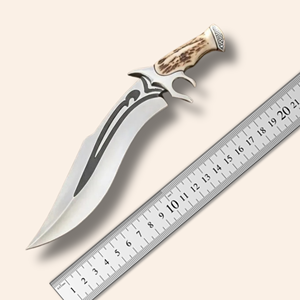 Couteau Bowie droit en acier inoxydable A&M Enterprises, lame fixe, manche en os, couteau de survie professionnel pour la chasse et les usages multiples - Product Image 1