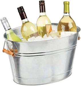 Enfriador de botellas de Metal plateado Enfriador de bebidas decorativo con asas Ideal como TINA de bebida para personalización de cerveza - Product Image 1